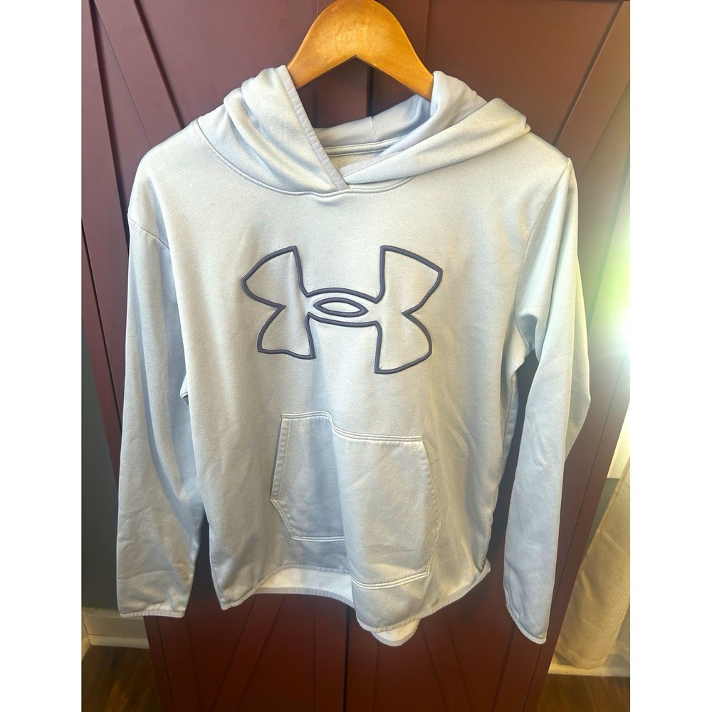 Under Armour Mens Large Gray Loose Pullover Hoodie Big Logo 1358227